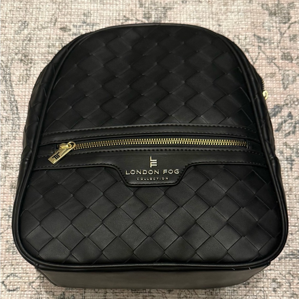 London Fog Woven Black Backpack